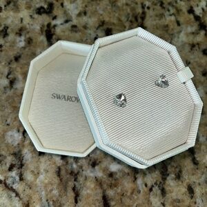 Swarovski Millenia Stud Earrings in White Rhodium Plated with triangle-cut